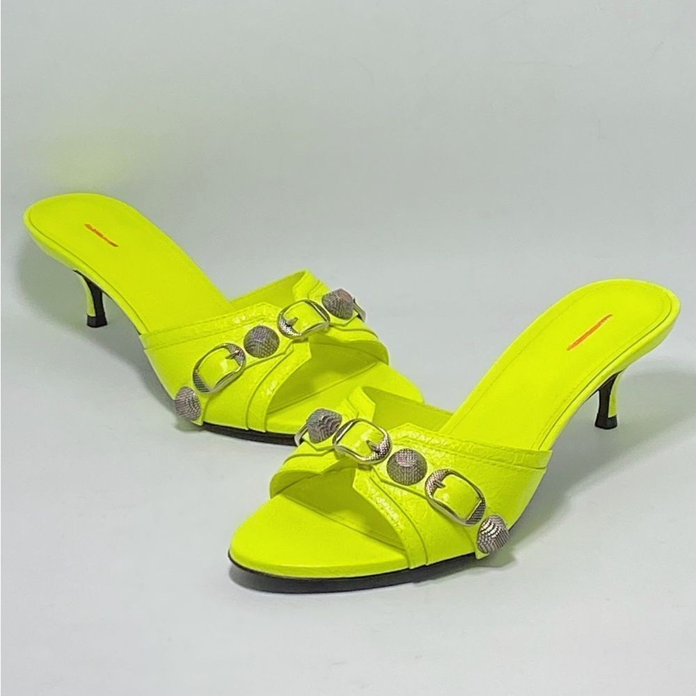 Balenciaga Women's Cagole Buckle Stud Slide Sandals size 38